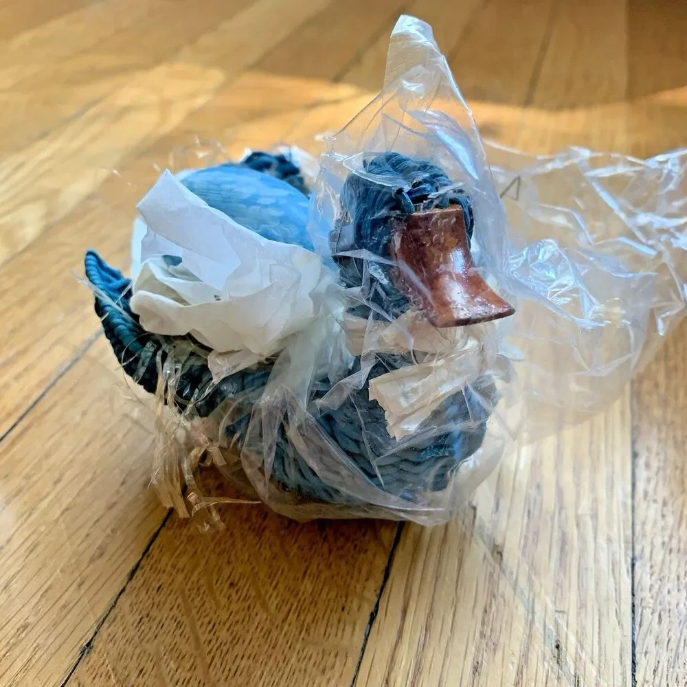 Avon Straw Bunny Pomander, Duck Soap Holder Blue Easter Collectibles NIB